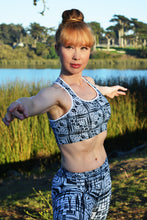 Load image into Gallery viewer, Black and White Light Painting Padded Sport Bra