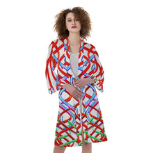 Load image into Gallery viewer, Columbus Avenue All-Over Print Women's Satin Kimono Robe
