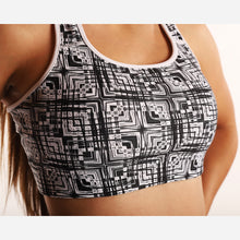 Load image into Gallery viewer, Black and White Light Painting Padded Sport Bra
